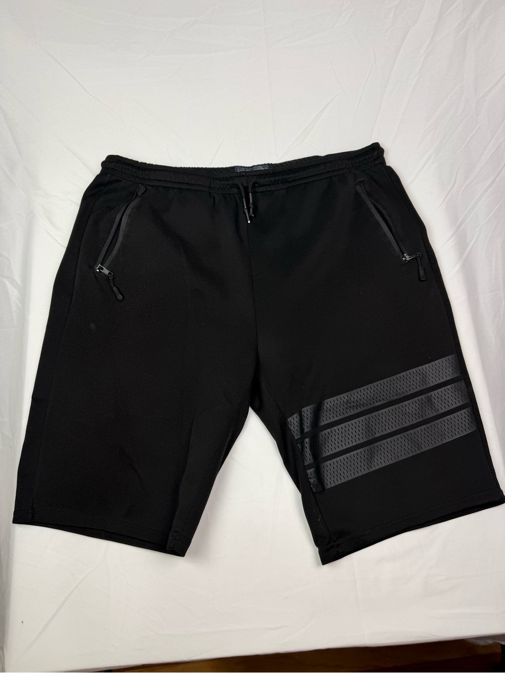 Men's Black Athletic Shorts with Reflective Stripe Accent